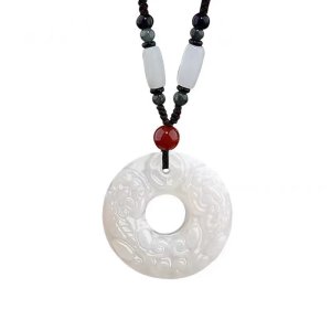 Lucky Pixiu Ping An Buckle Jade Necklace Pendant (Open)